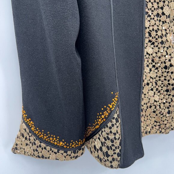 Vintage Beau Marc International Black & Gold Embellished Shimmering Blazer 16 - Picture 5 of 10